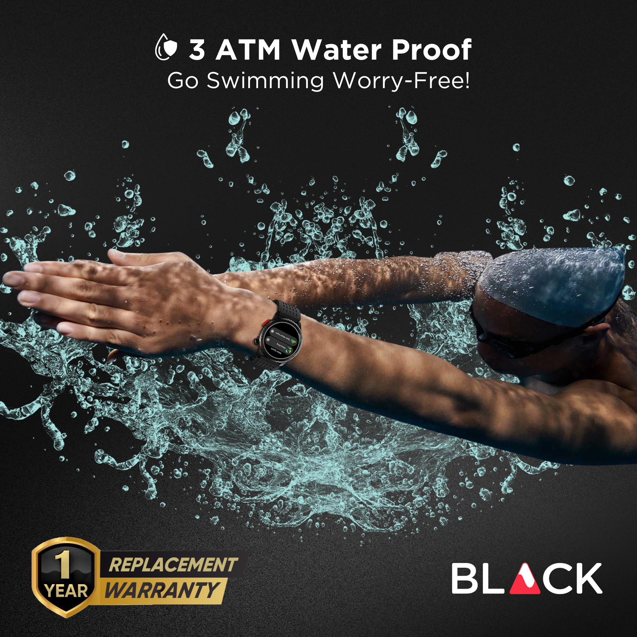 BLACK Fit X GPS Waterproof Health Monitor Smartwatch, Upto 15 Day battery, AMOLED Always ON screen, 1Yr Warranty BLACK Fit X GPS Waterproof Health Monitor Smartwatch, Upto 15 Day battery, AMOLED Always ON screen, 1Yr Warranty